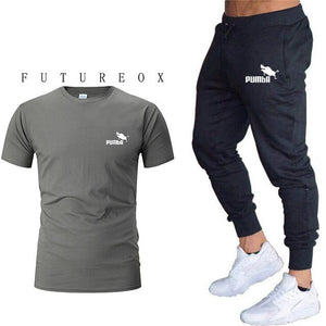 Men's short sleeve + trousers sports casual suit fashion brand 2020 new jogging running clothes clothes sports jogging training