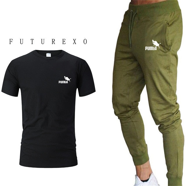 Men's short sleeve + trousers sports casual suit fashion brand 2020 new jogging running clothes clothes sports jogging training