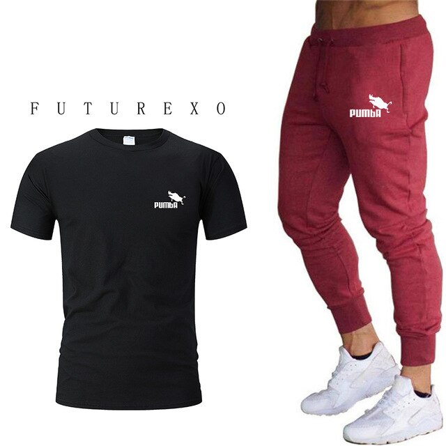 Men's short sleeve + trousers sports casual suit fashion brand 2020 new jogging running clothes clothes sports jogging training