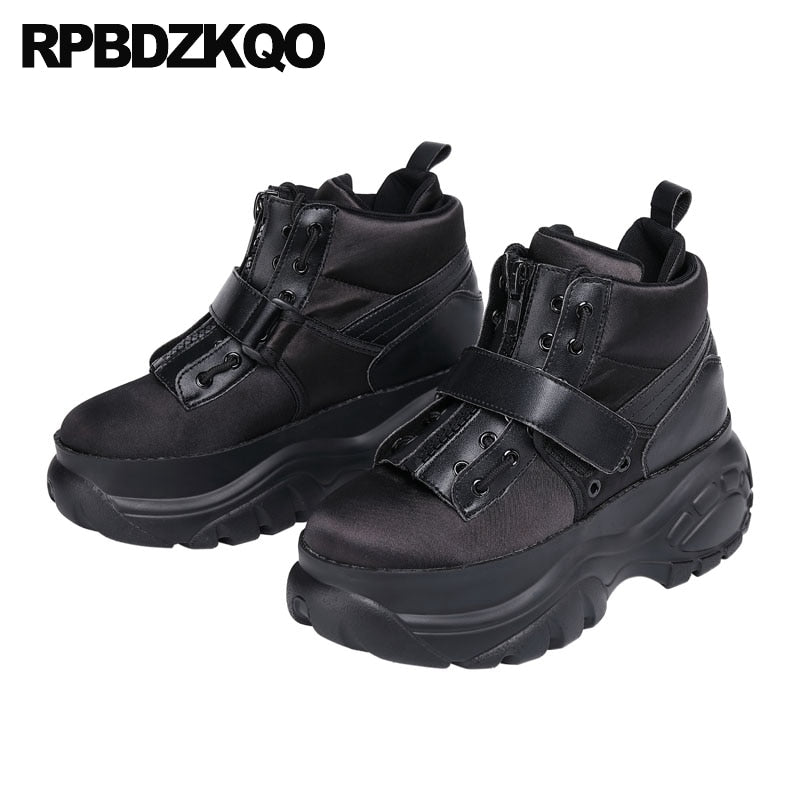 women creepers platform shoes thick sole black runway elevator sneakers harajuku china genuine leather muffin designer trainers