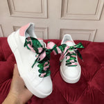 Silk Lace Design Women Graffiti Heart Metal Decoration Shoes Brand Fashion Girl White Sneakers Casual Running Platform Sneakers