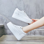 women genuine leather thick bottom casual sneakers summer new  wild white increased female vulcanized shoes ES-05