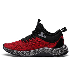 2020 Men Sneakers Fly Weave Non-slip Running Shoes Trainers Footwear Black Red Lightweight Sports Athletic Shoes Men's Brand