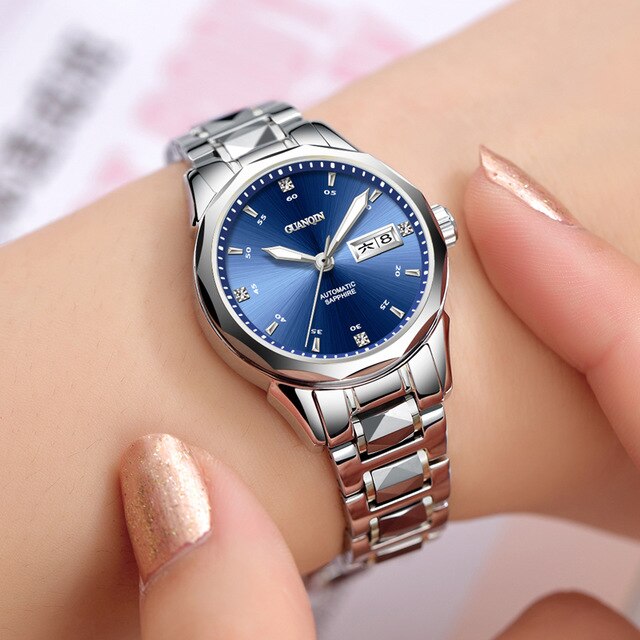 GUANQIN Women's watches luxury diamond automatic winder  mechanical watches ladies watch sapphire glass luminous watch for women