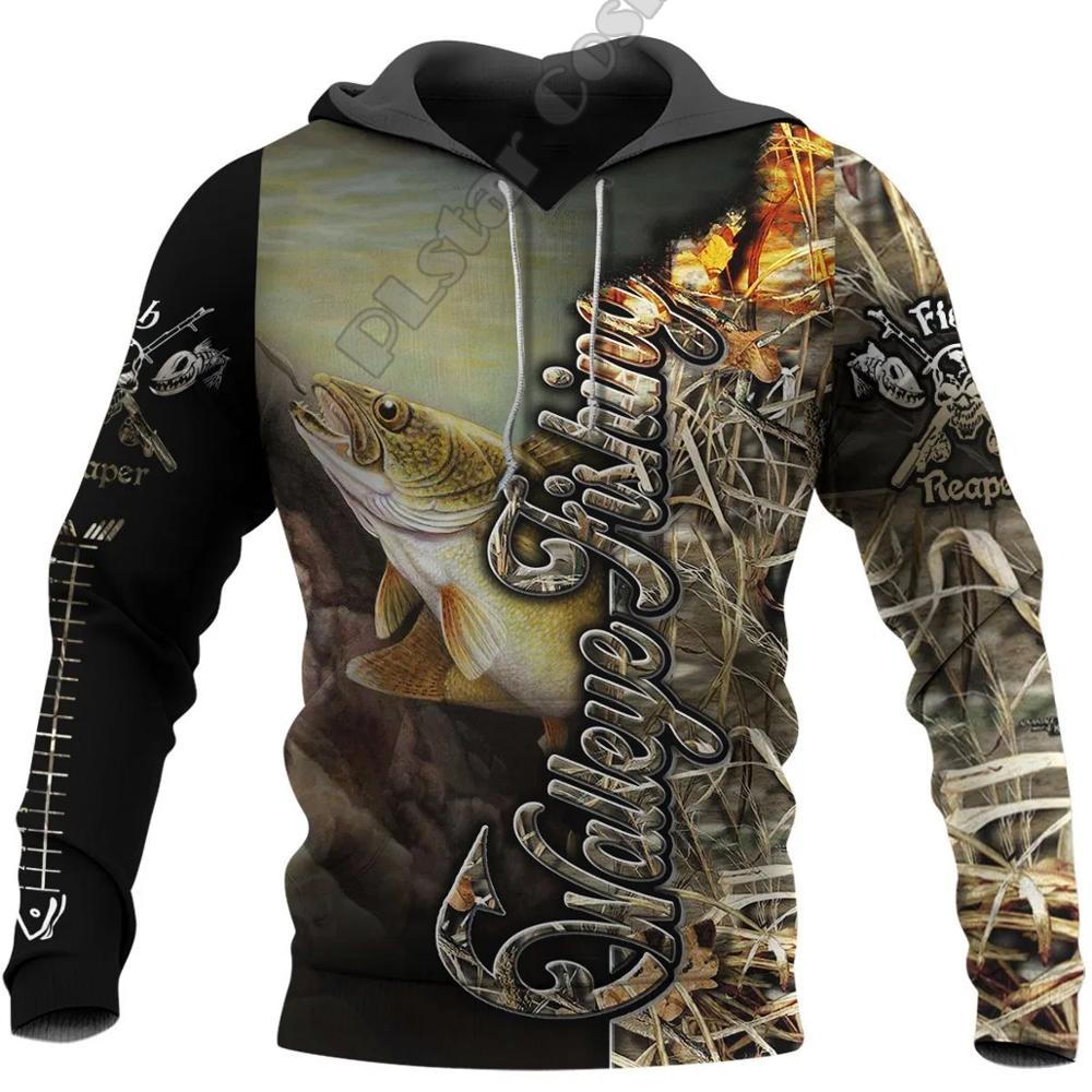 PLstar Cosmos NewFashion Animal Camo Fisher Fishing Harajuku Casual Tracksuit Funny 3DPrint Zip/Hoodies/Sweatshirts/Jacket A-13