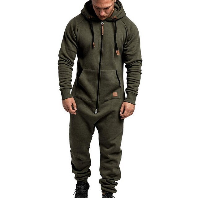 Men Overalls Brand Long Sleeve Sweatshirt One-piece Garment Pajama Casual Tracksuit Jumpsuit Splicing Long Sleeve Male Clothes