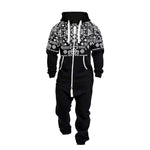 Men Overalls Brand Long Sleeve Sweatshirt One-piece Garment Pajama Casual Tracksuit Jumpsuit Splicing Long Sleeve Male Clothes