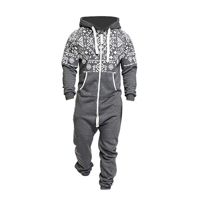 Men Overalls Brand Long Sleeve Sweatshirt One-piece Garment Pajama Casual Tracksuit Jumpsuit Splicing Long Sleeve Male Clothes