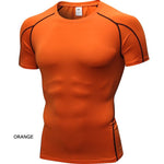 Men's Running Workout Gym Sports Short Sleeve T-shirt Tight Fitting Quick Fast Dry Compression Shirt Sportswear Shirt 1053