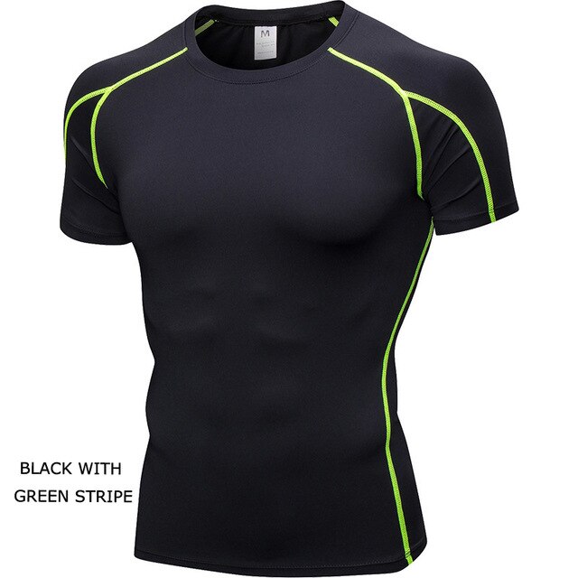 Men's Running Workout Gym Sports Short Sleeve T-shirt Tight Fitting Quick Fast Dry Compression Shirt Sportswear Shirt 1053