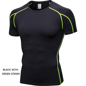 Men's Running Workout Gym Sports Short Sleeve T-shirt Tight Fitting Quick Fast Dry Compression Shirt Sportswear Shirt 1053