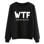 Hoodies funny where's the food Print clothes 2019 Autumn Casual Sweatshirts Women Pullovers Fashion black white brand tracksuits