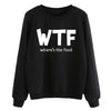 Hoodies funny where's the food Print clothes 2019 Autumn Casual Sweatshirts Women Pullovers Fashion black white brand tracksuits