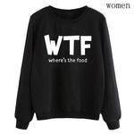 Hoodies funny where's the food Print clothes 2019 Autumn Casual Sweatshirts Women Pullovers Fashion black white brand tracksuits