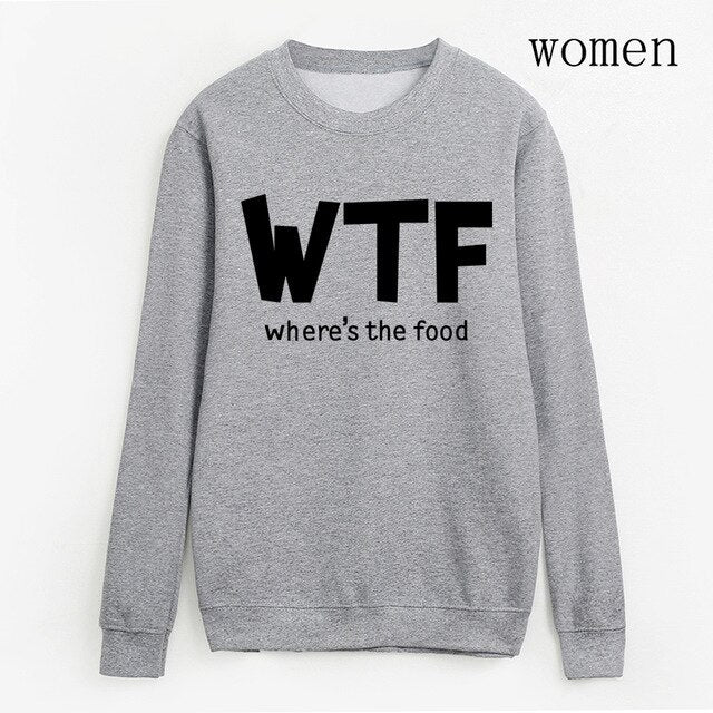 Hoodies funny where's the food Print clothes 2019 Autumn Casual Sweatshirts Women Pullovers Fashion black white brand tracksuits