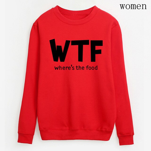 Hoodies funny where's the food Print clothes 2019 Autumn Casual Sweatshirts Women Pullovers Fashion black white brand tracksuits