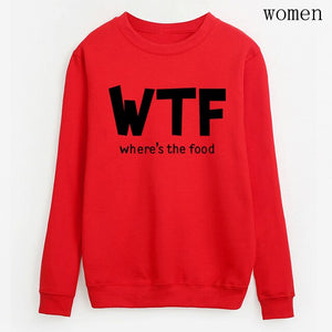 Hoodies funny where's the food Print clothes 2019 Autumn Casual Sweatshirts Women Pullovers Fashion black white brand tracksuits