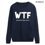 Hoodies funny where's the food Print clothes 2019 Autumn Casual Sweatshirts Women Pullovers Fashion black white brand tracksuits