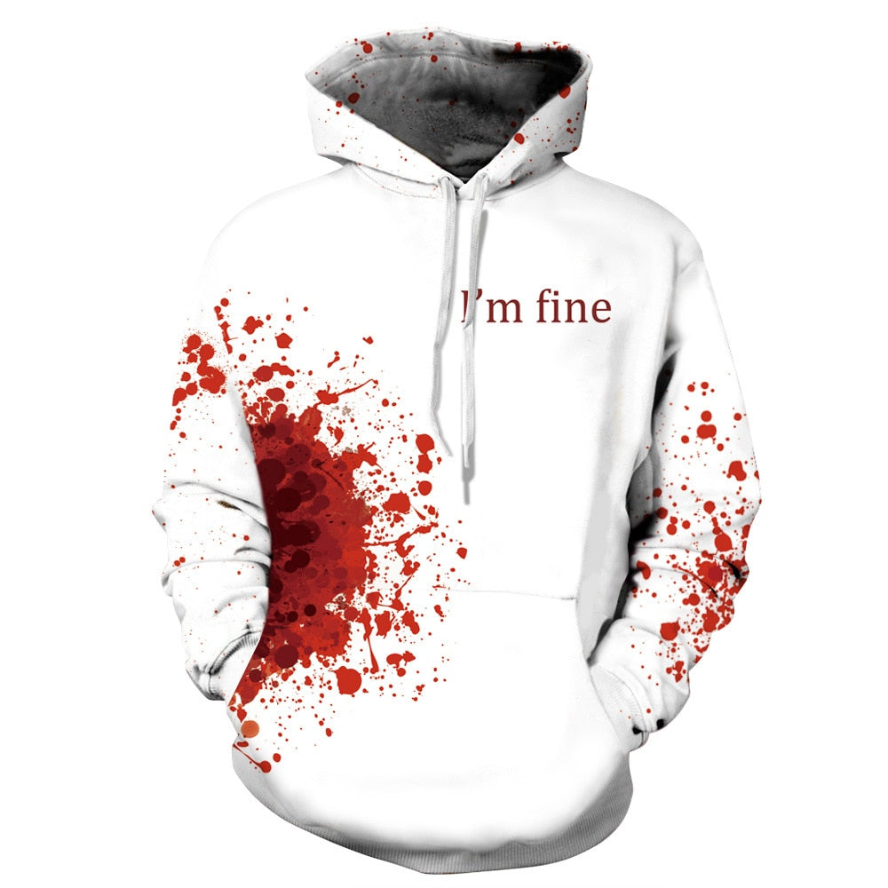 Halloween fake blood Hoodie Sweatshirt Clothes Im fine